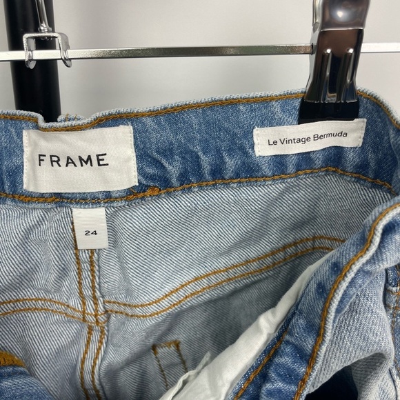 Frame Clash Light Wash Le Vintage Bermuda Jean Shorts - Picture 8 of 10